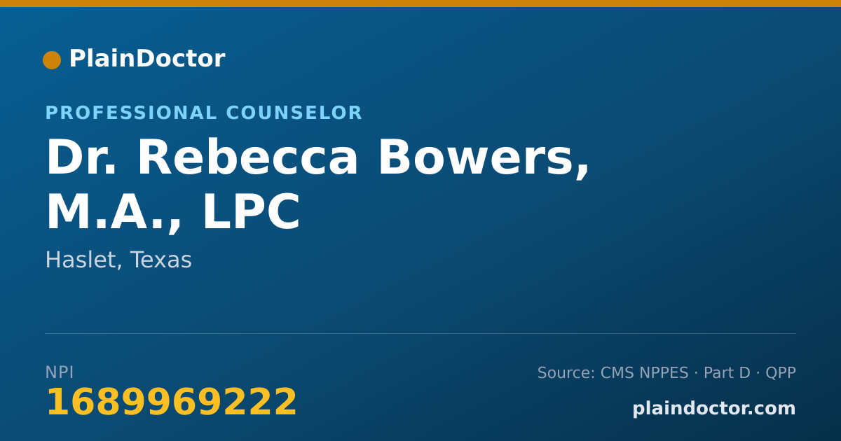 Shareable card for Rebecca Bowers, M.A., LPC - Professional Counselor, Haslet, TX