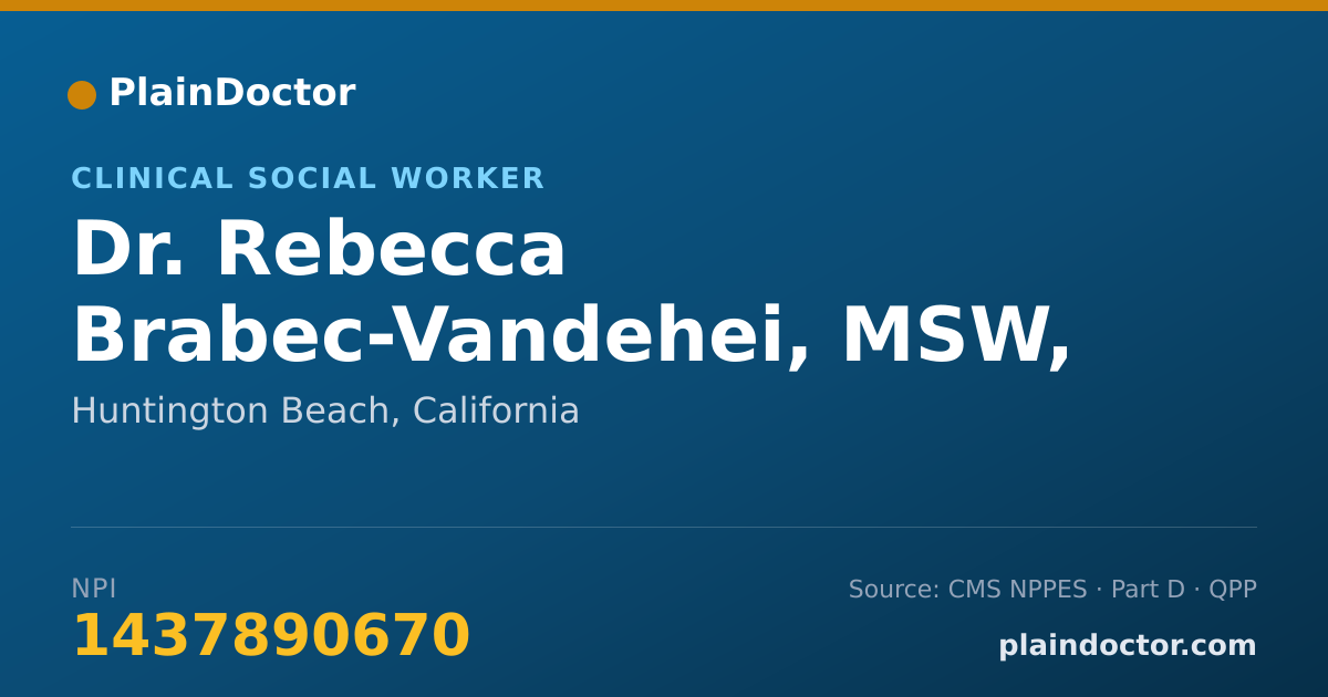 Shareable card for Rebecca Brabec-Vandehei, MSW, LCSW - Clinical Social Worker, Huntington Beach, CA