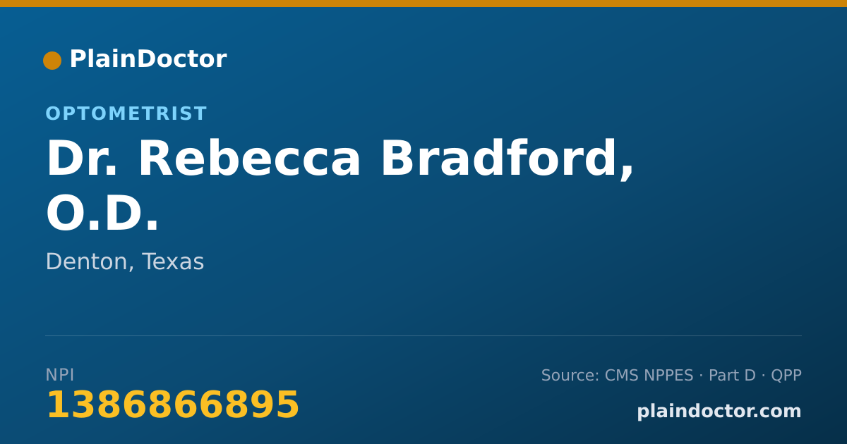 Shareable card for Rebecca Bradford, O.D. - Optometrist, Denton, TX
