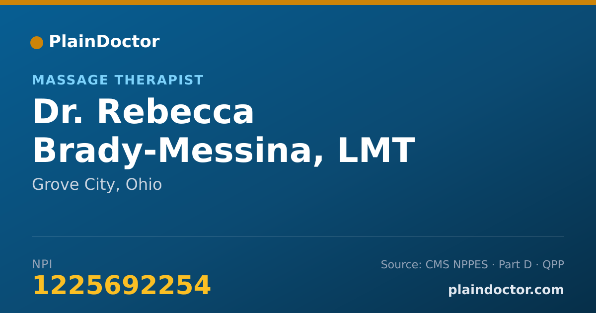 Shareable card for Rebecca Brady-Messina, LMT - Massage Therapist, Grove City, OH