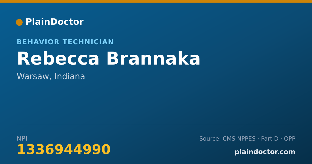 Shareable card for Rebecca Brannaka - Behavior Technician, Warsaw, IN