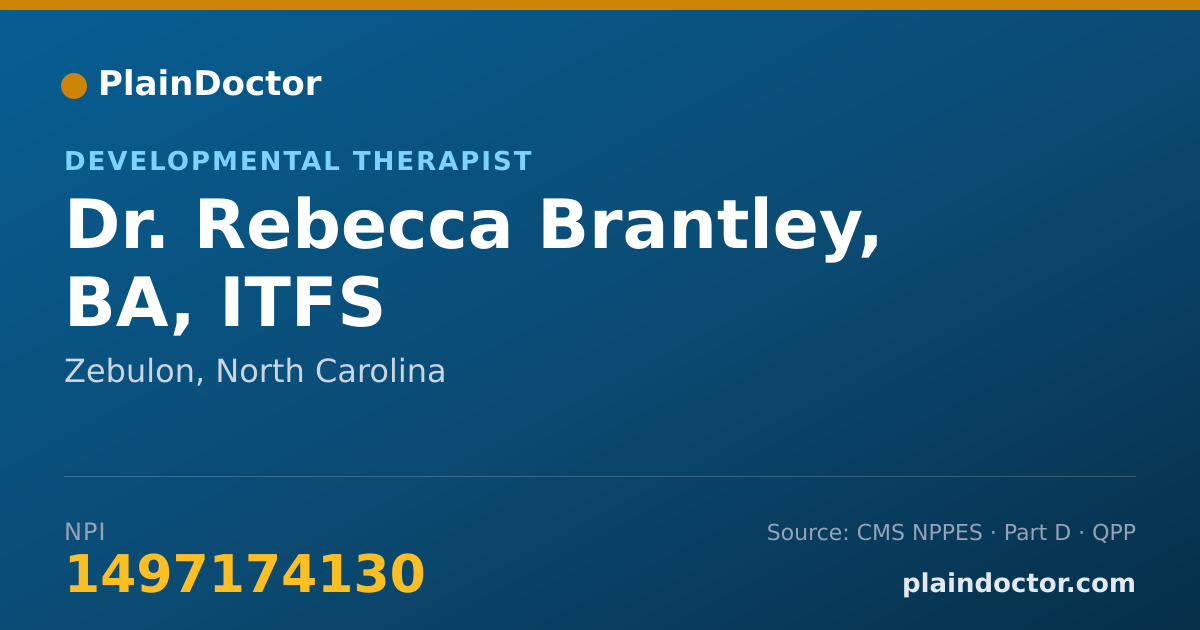 Shareable card for Rebecca Brantley, BA, ITFS - Developmental Therapist, Zebulon, NC