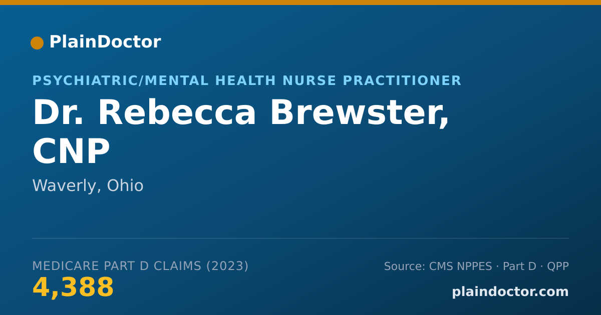 Shareable card for Rebecca Brewster, CNP - Psychiatric/Mental Health Nurse Practitioner, Waverly, OH