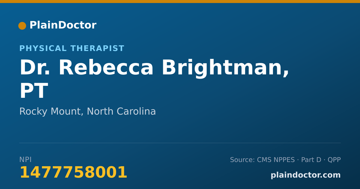 Shareable card for Rebecca Brightman, PT - Physical Therapist, Rocky Mount, NC