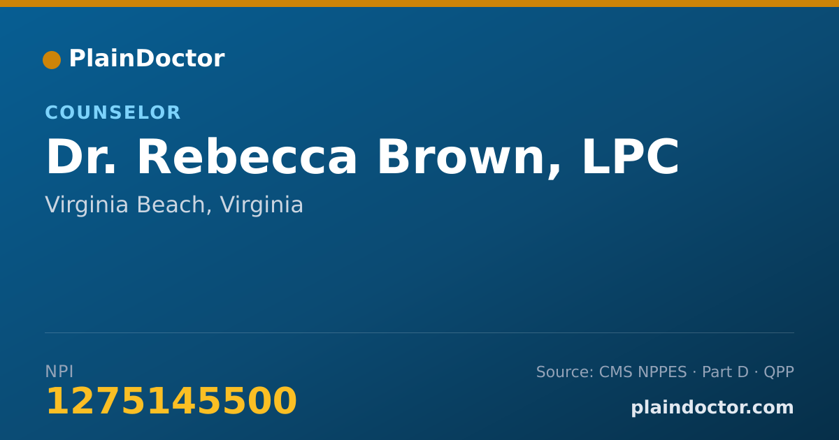 Shareable card for Rebecca Brown, LPC - Counselor, Virginia Beach, VA