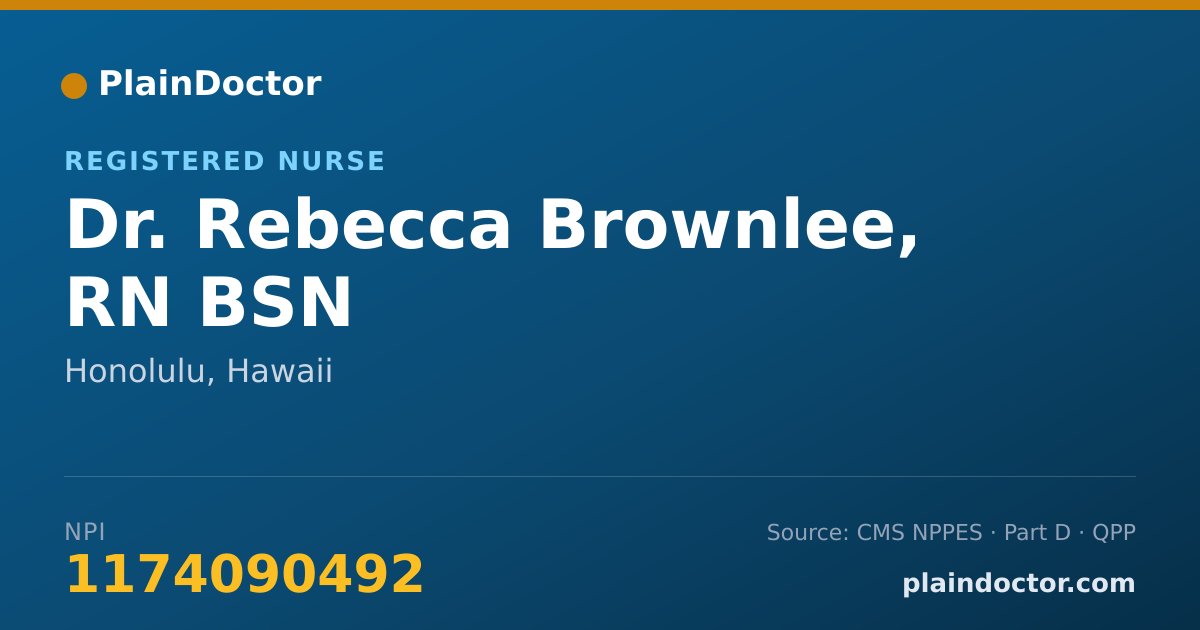 Shareable card for Rebecca Brownlee, RN BSN - Registered Nurse, Honolulu, HI