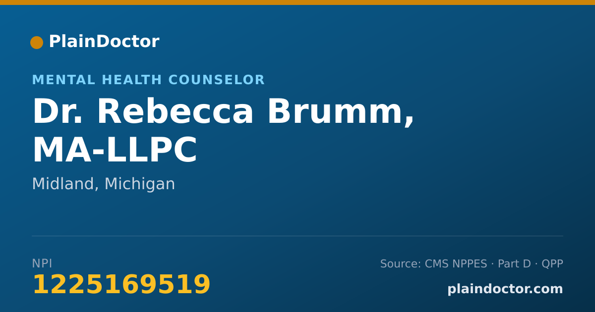 Shareable card for Rebecca Brumm, MA-LLPC - Mental Health Counselor, Midland, MI