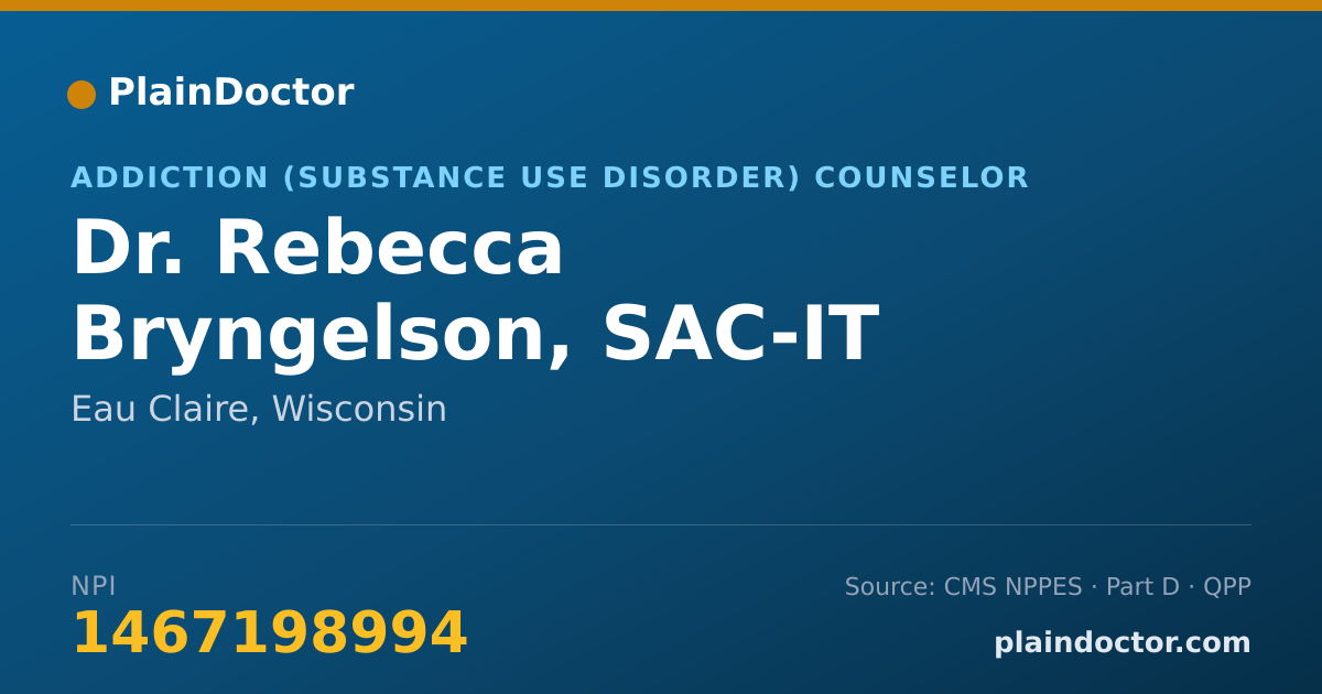Shareable card for Rebecca Bryngelson, SAC-IT - Addiction (Substance Use Disorder) Counselor, Eau Claire, WI