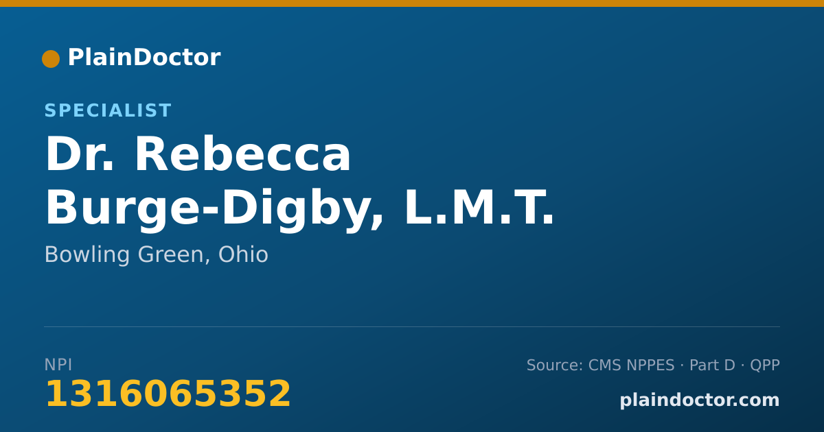 Shareable card for Rebecca Burge-Digby, L.M.T. - Specialist, Bowling Green, OH