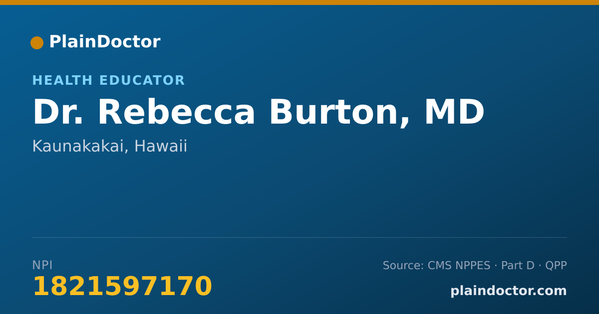 Shareable card for Rebecca Burton, MD - Health Educator, Kaunakakai, HI