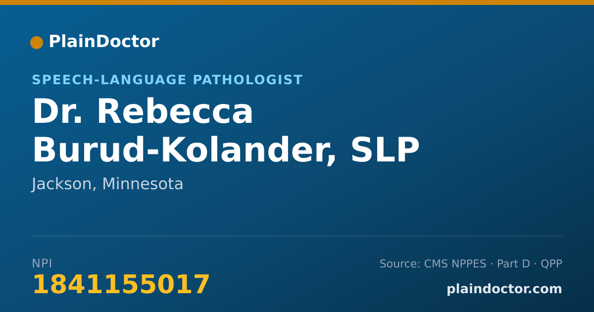 Shareable card for Rebecca Burud-Kolander, SLP - Speech-Language Pathologist, Jackson, MN