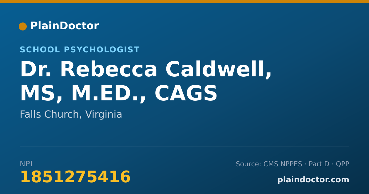 Shareable card for Rebecca Caldwell, MS, M.ED., CAGS - School Psychologist, Falls Church, VA