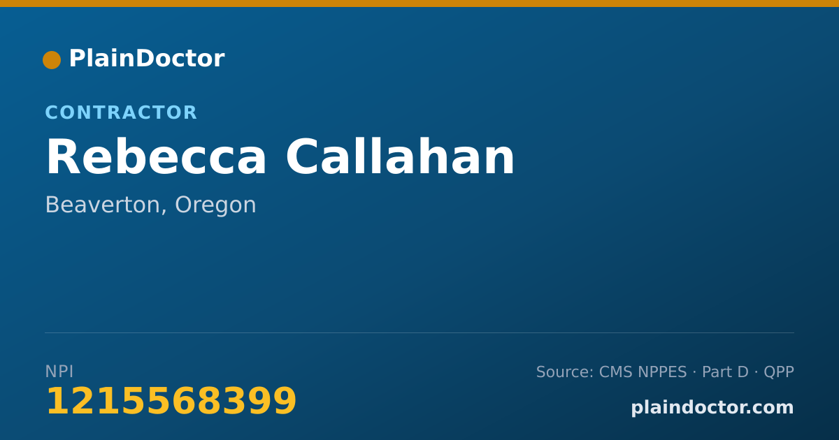 Shareable card for Rebecca Callahan - Contractor, Beaverton, OR