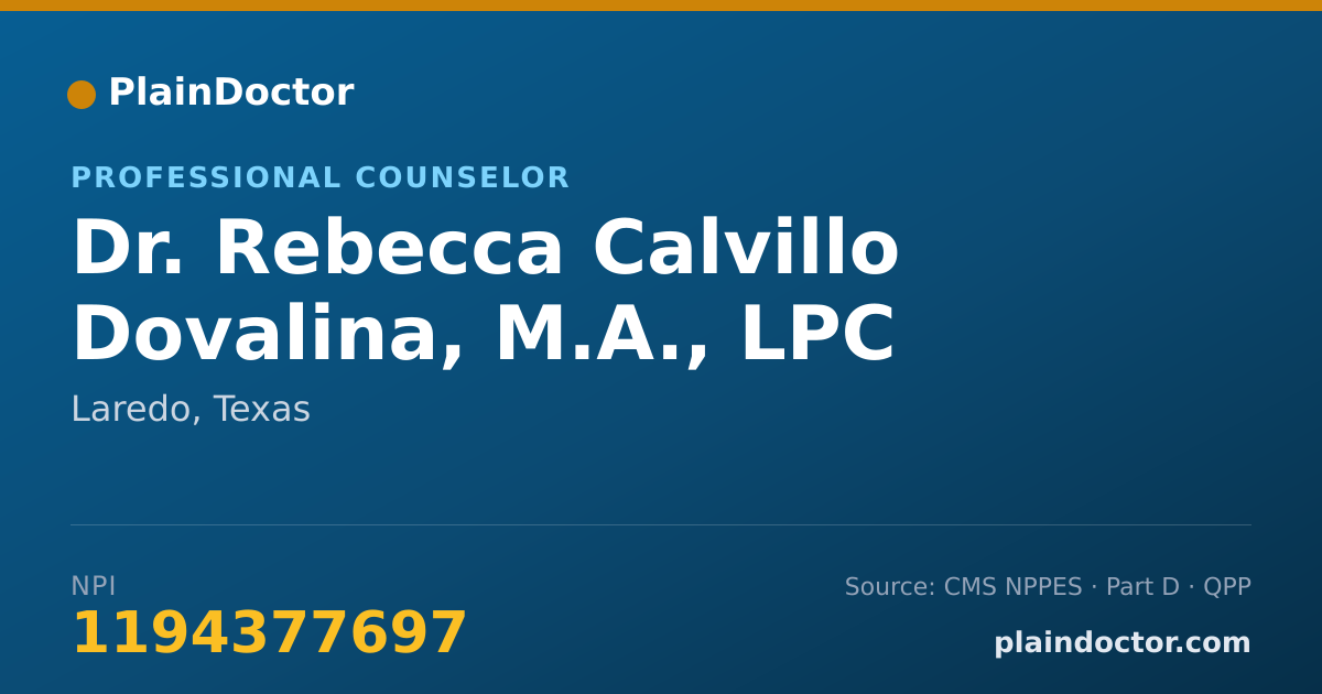 Shareable card for Rebecca Calvillo Dovalina, M.A., LPC - Professional Counselor, Laredo, TX