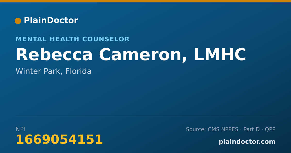 Shareable card for Rebecca Cameron, LMHC - Mental Health Counselor, Winter Park, FL