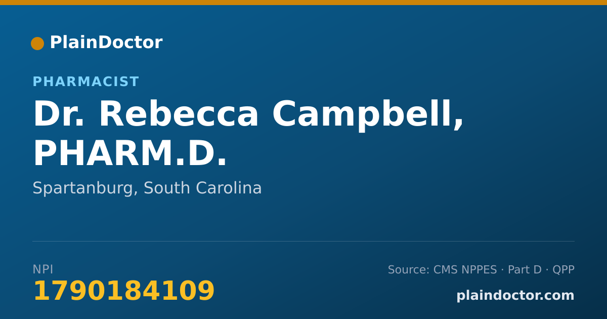 Shareable card for Rebecca Campbell, PHARM.D. - Pharmacist, Spartanburg, SC