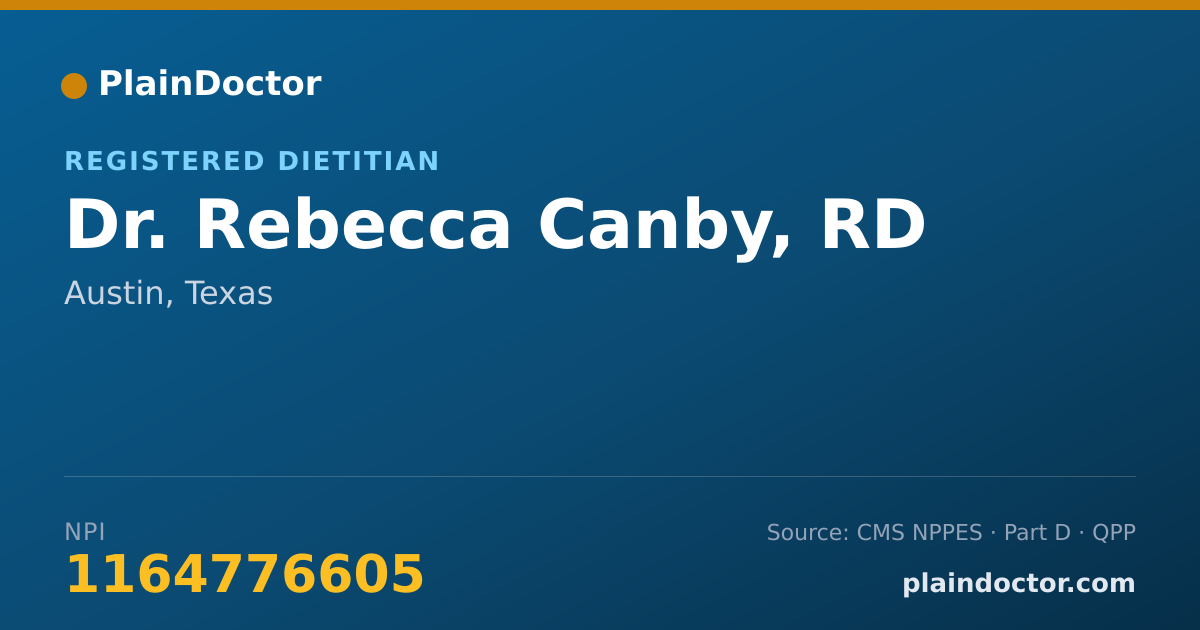 Shareable card for Rebecca Canby, RD - Registered Dietitian, Austin, TX