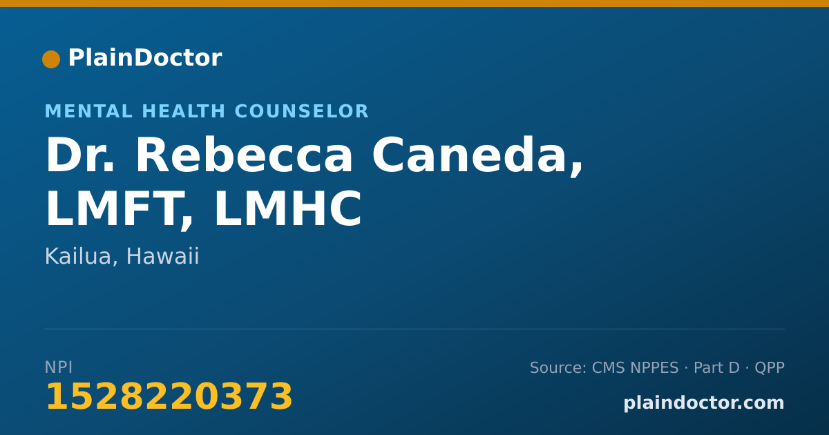 Shareable card for Rebecca Caneda, LMFT, LMHC - Mental Health Counselor, Kailua, HI