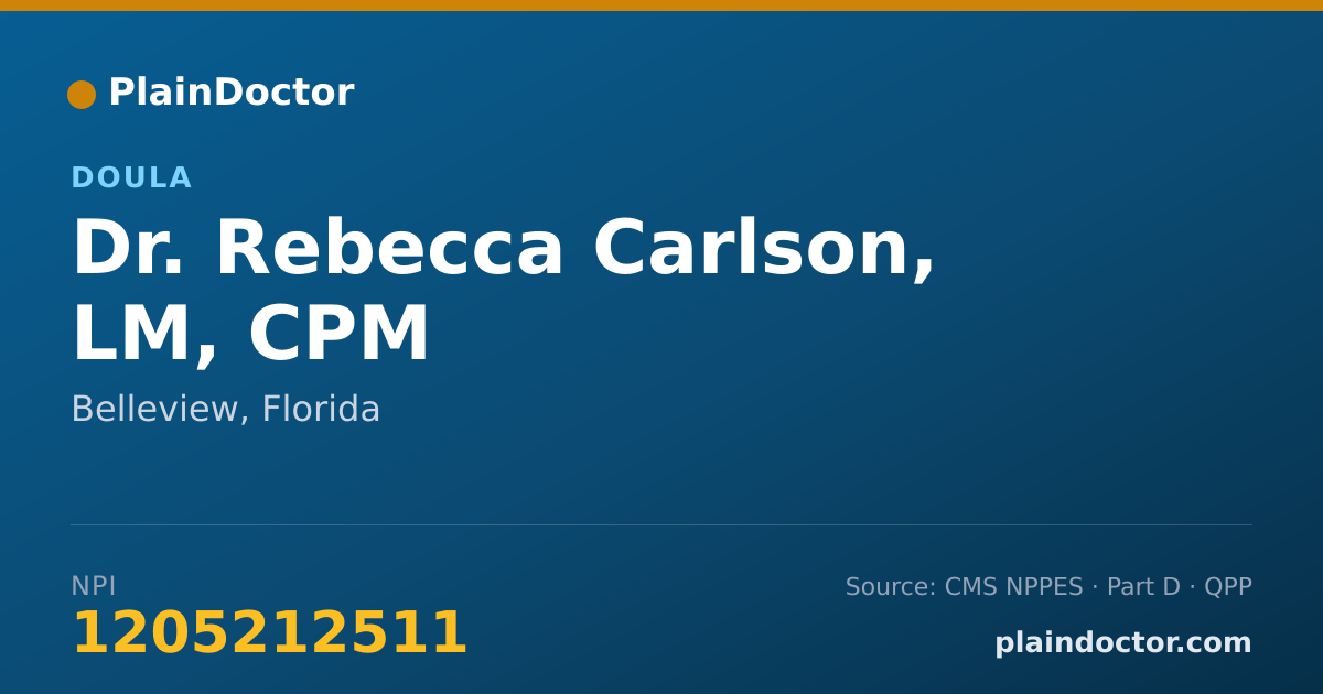 Shareable card for Rebecca Carlson, LM, CPM - Doula, Belleview, FL