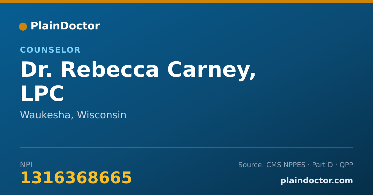 Shareable card for Rebecca Carney, LPC - Counselor, Waukesha, WI