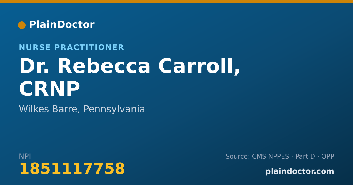 Shareable card for Rebecca Carroll, CRNP - Nurse Practitioner, Wilkes Barre, PA