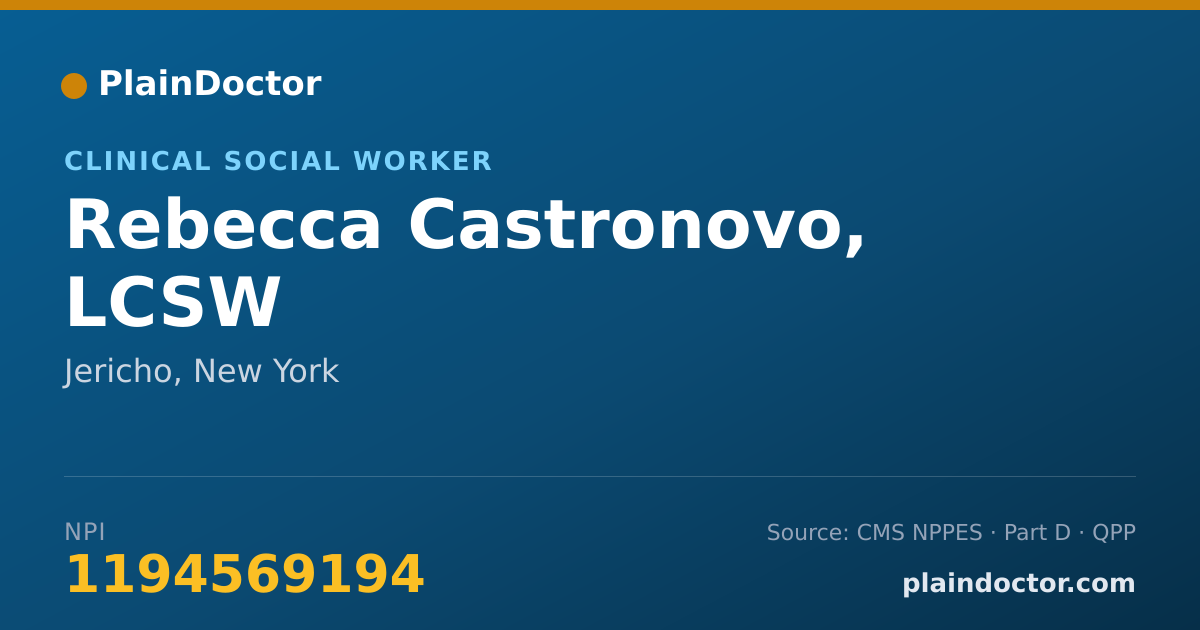Shareable card for Rebecca Castronovo, LCSW - Clinical Social Worker, Jericho, NY