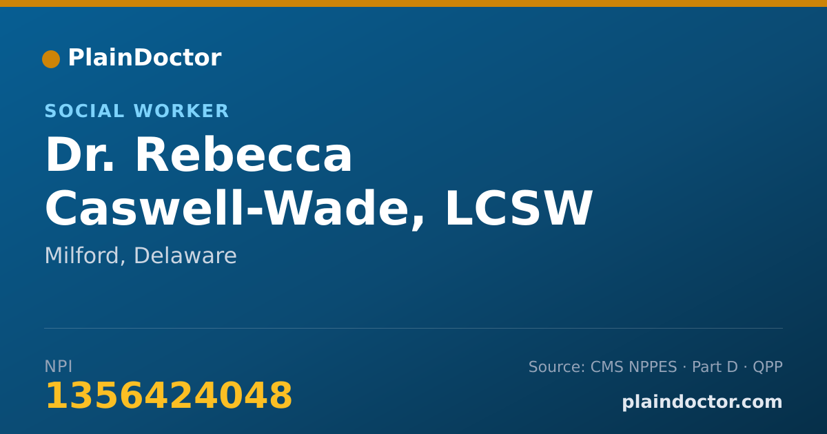 Shareable card for Rebecca Caswell-Wade, LCSW - Social Worker, Milford, DE