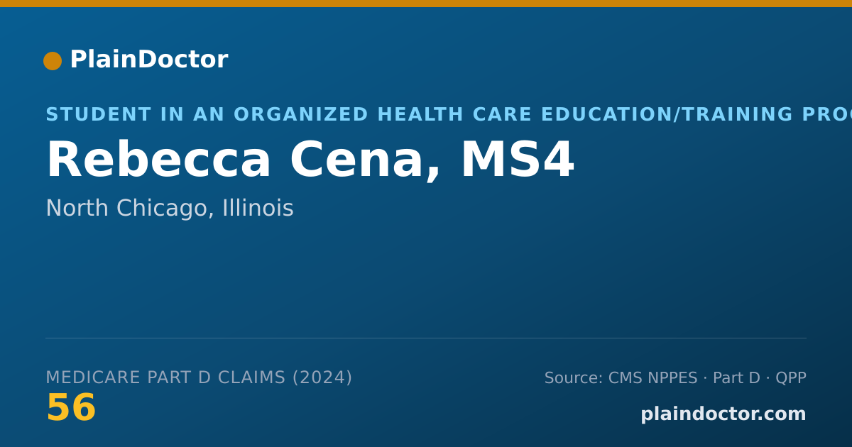 Shareable card for Rebecca Cena, MS4 - Student in an Organized Health Care Education/Training Program, North Chicago, IL