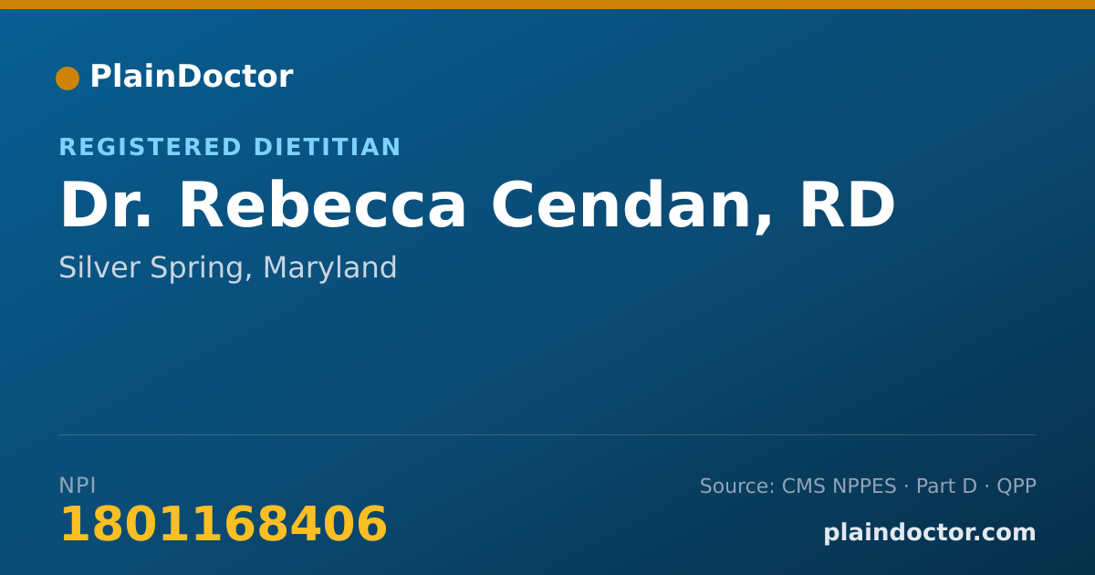 Shareable card for Rebecca Cendan, RD - Registered Dietitian, Silver Spring, MD