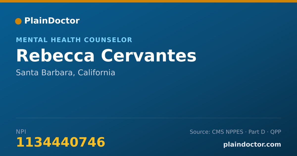 Shareable card for Rebecca Cervantes - Mental Health Counselor, Santa Barbara, CA