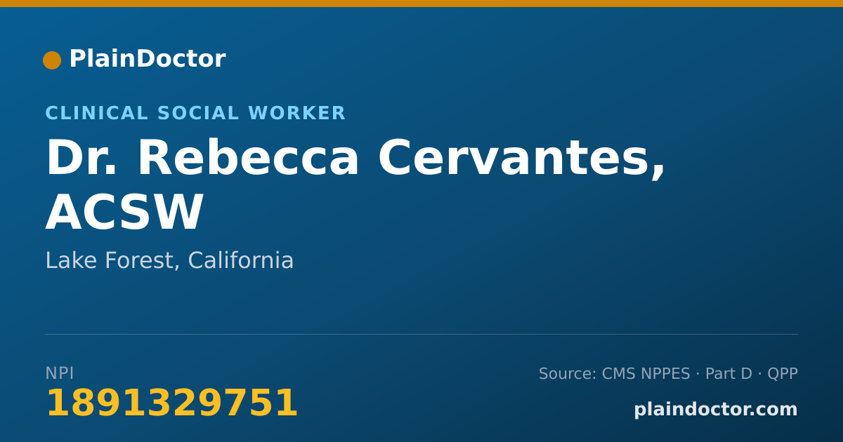Shareable card for Rebecca Cervantes, ACSW - Clinical Social Worker, Lake Forest, CA