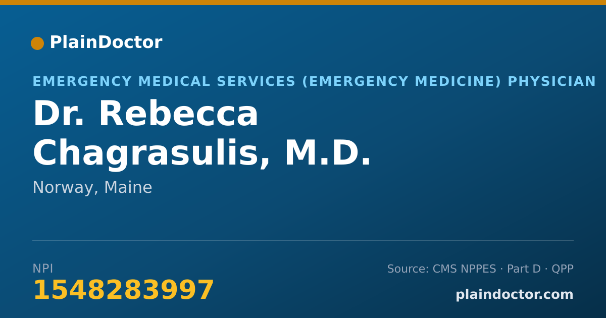 Shareable card for Rebecca Chagrasulis, M.D. - Emergency Medical Services (Emergency Medicine) Physician, Norway, ME