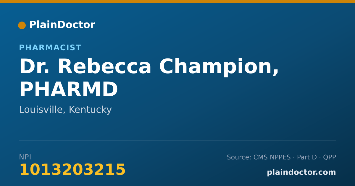 Shareable card for Rebecca Champion, PHARMD - Pharmacist, Louisville, KY