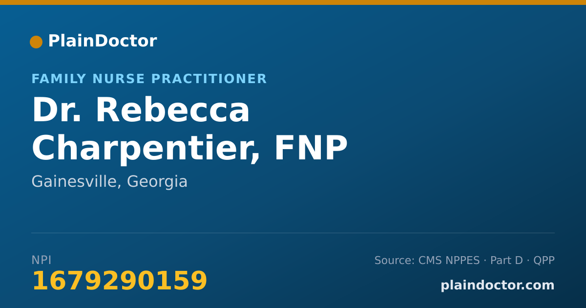 Shareable card for Rebecca Charpentier, FNP - Family Nurse Practitioner, Gainesville, GA