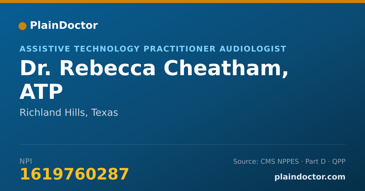 Shareable card for Rebecca Cheatham, ATP - Assistive Technology Practitioner Audiologist, Richland Hills, TX