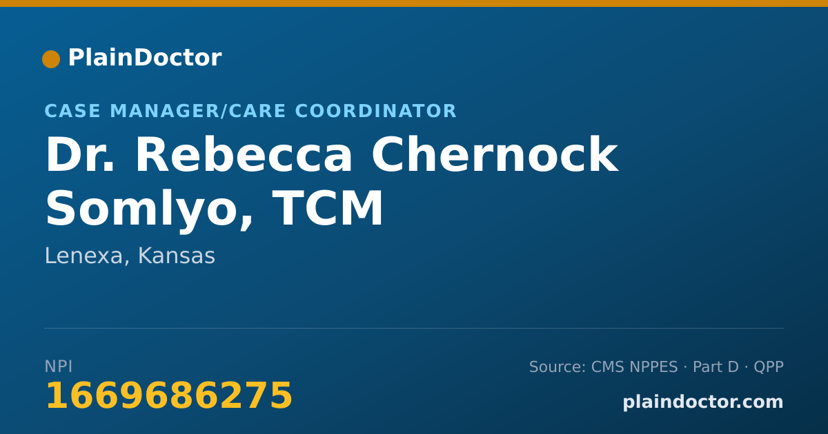 Shareable card for Rebecca Chernock Somlyo, TCM - Case Manager/Care Coordinator, Lenexa, KS