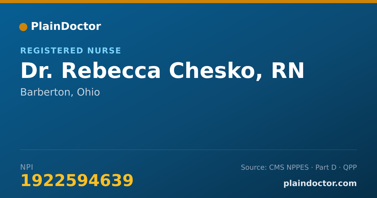Shareable card for Rebecca Chesko, RN - Registered Nurse, Barberton, OH