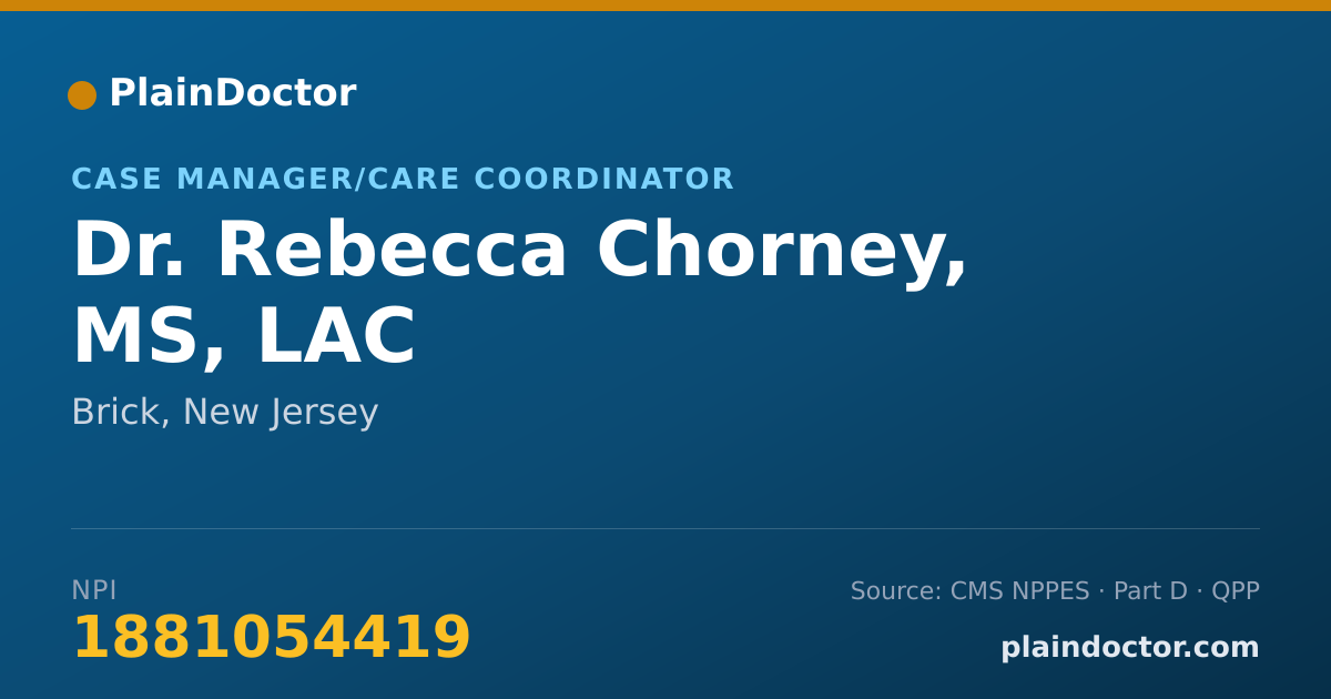 Shareable card for Rebecca Chorney, MS, LAC - Case Manager/Care Coordinator, Brick, NJ