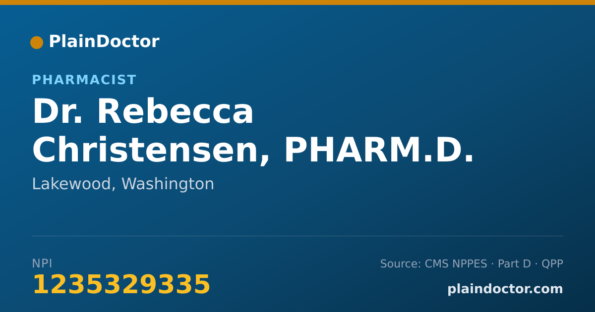 Shareable card for Rebecca Christensen, PHARM.D. - Pharmacist, Lakewood, WA