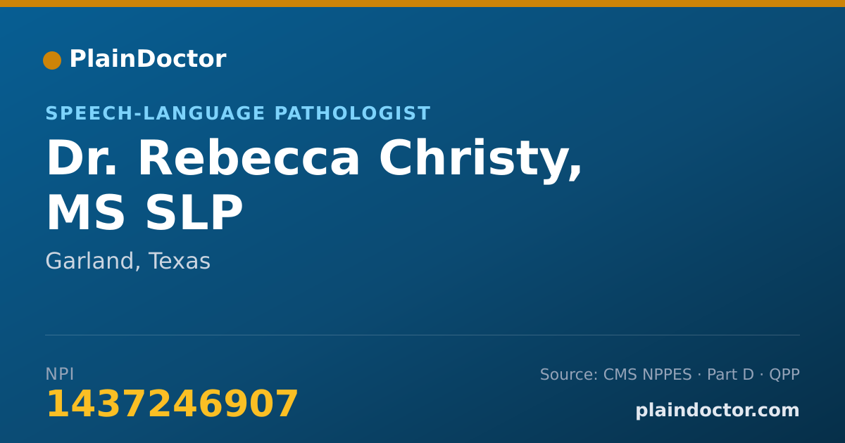 Shareable card for Rebecca Christy, MS SLP - Speech-Language Pathologist, Garland, TX