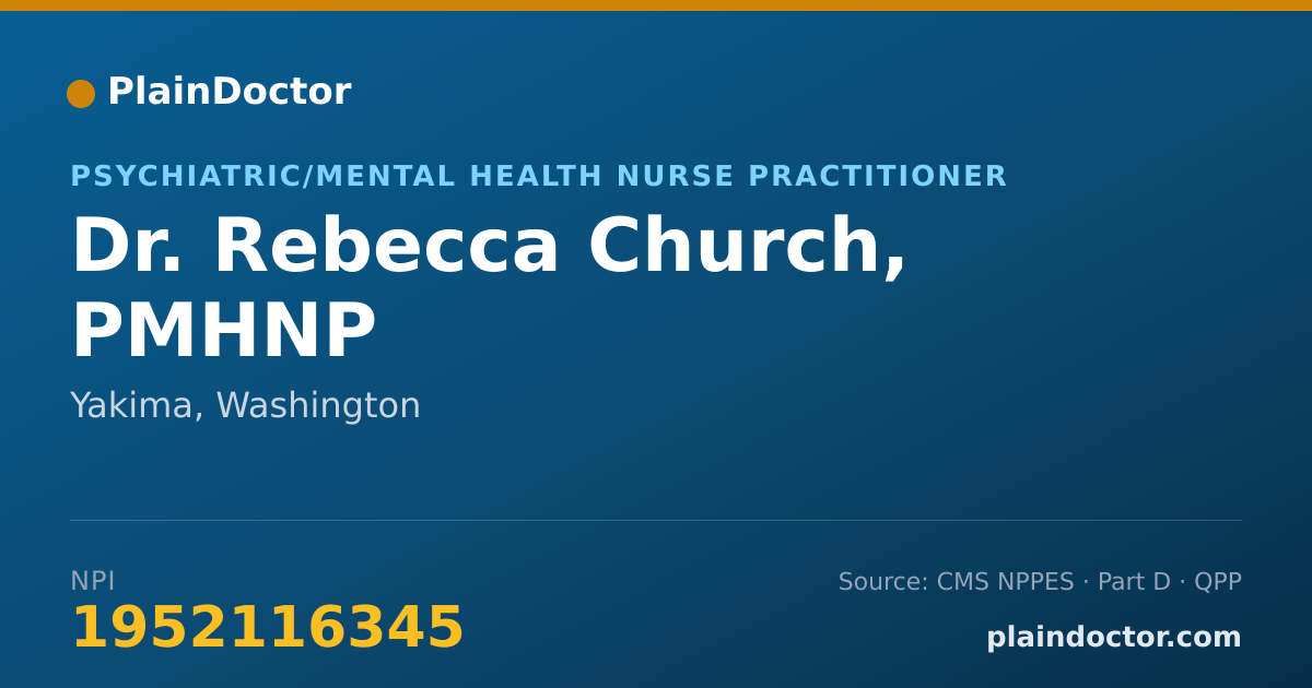 Shareable card for Rebecca Church, PMHNP - Psychiatric/Mental Health Nurse Practitioner, Yakima, WA