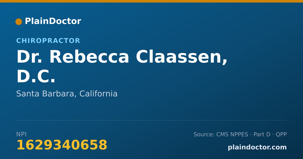 Shareable card for Rebecca Claassen, D.C. - Chiropractor, Santa Barbara, CA