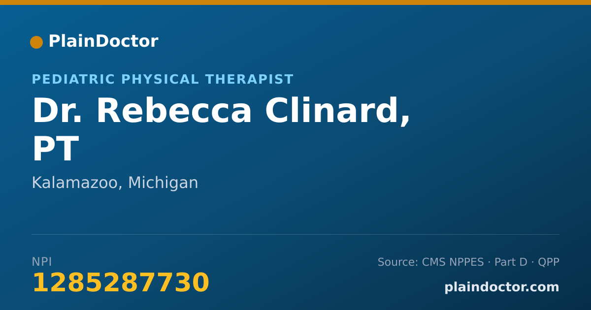 Shareable card for Rebecca Clinard, PT - Pediatric Physical Therapist, Kalamazoo, MI