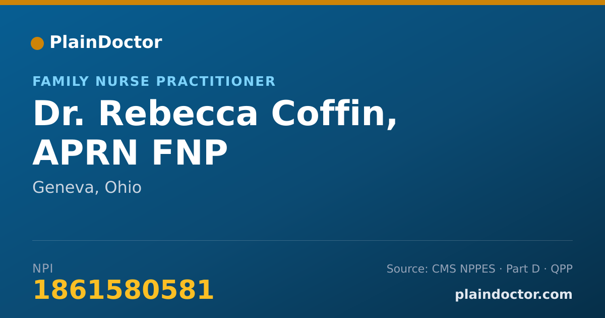 Shareable card for Rebecca Coffin, APRN FNP - Family Nurse Practitioner, Geneva, OH