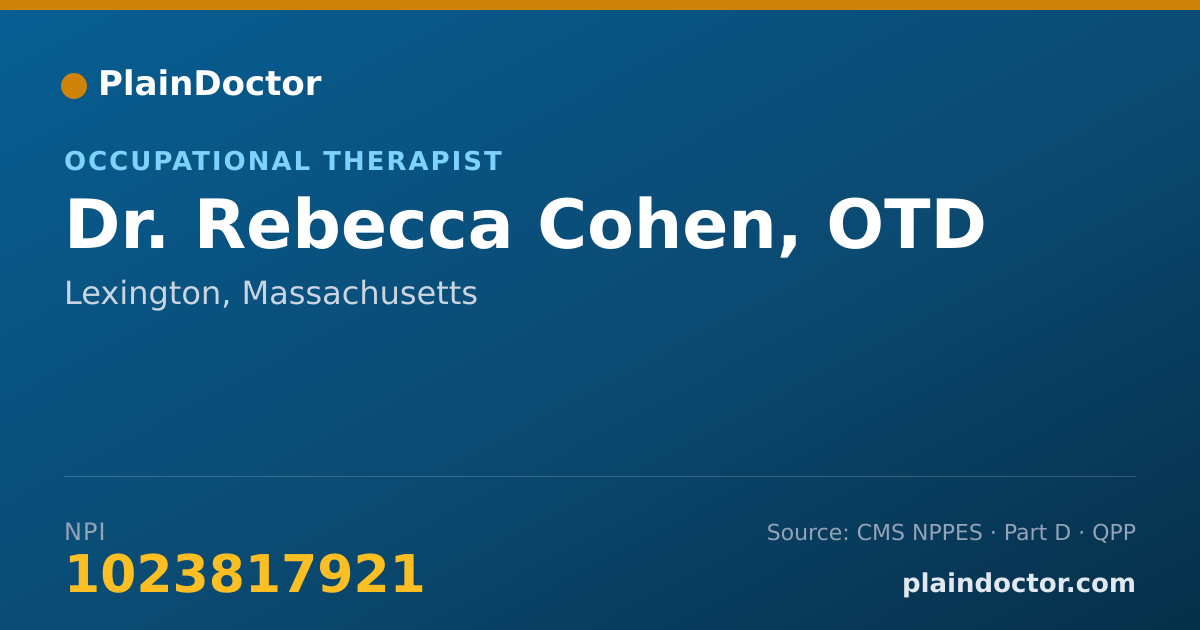 Shareable card for Rebecca Cohen, OTD - Occupational Therapist, Lexington, MA