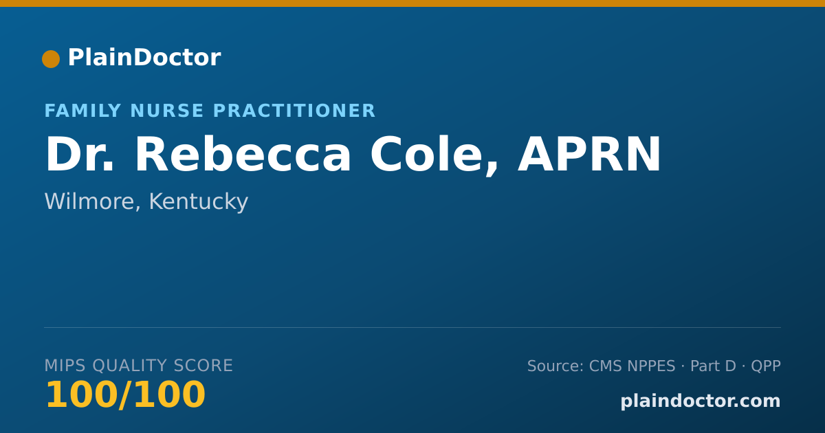 Shareable card for Rebecca Cole, APRN - Family Nurse Practitioner, Wilmore, KY