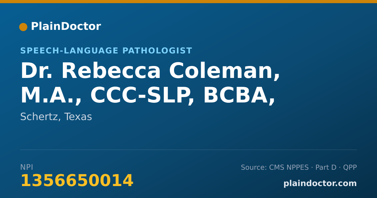 Shareable card for Rebecca Coleman, M.A., CCC-SLP, BCBA, - Speech-Language Pathologist, Schertz, TX
