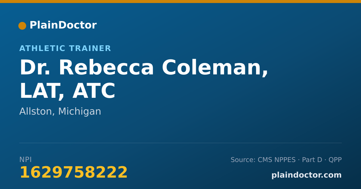 Shareable card for Rebecca Coleman, LAT, ATC - Athletic Trainer, Allston, MI