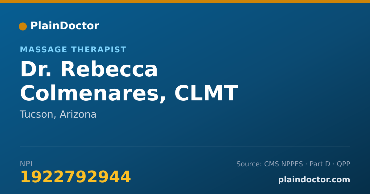 Shareable card for Rebecca Colmenares, CLMT - Massage Therapist, Tucson, AZ