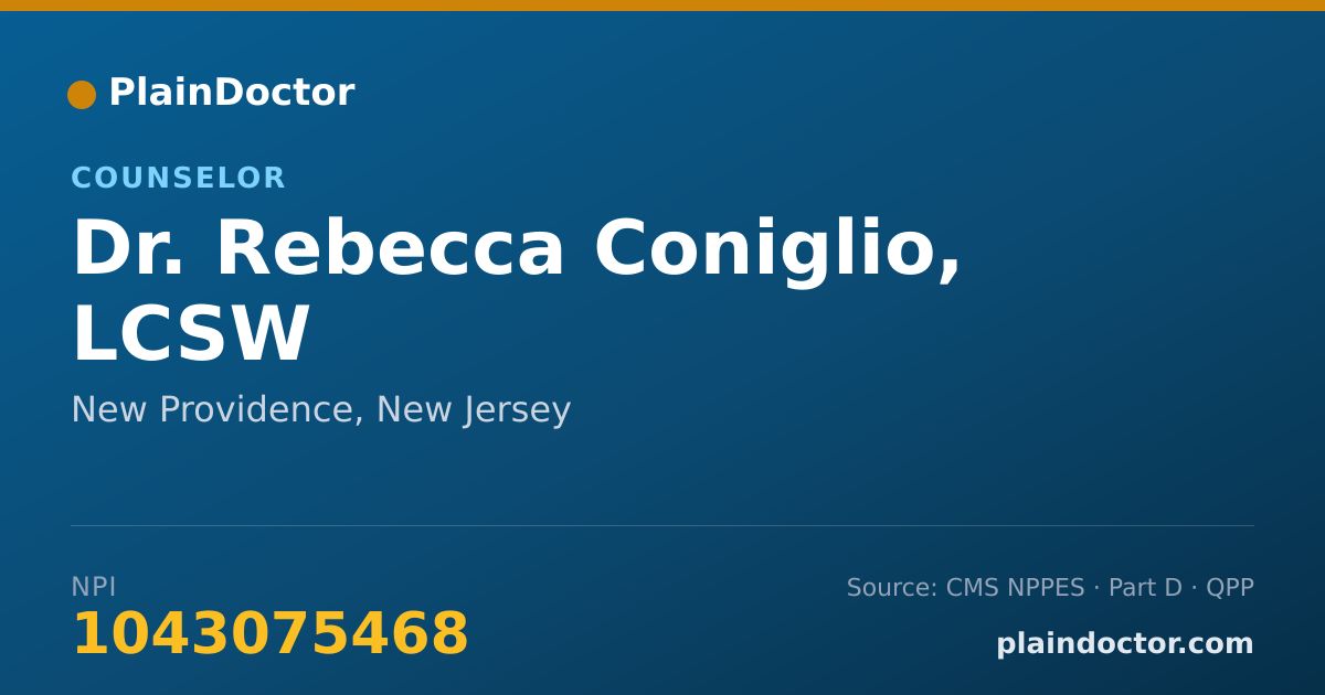 Shareable card for Rebecca Coniglio, LCSW - Counselor, New Providence, NJ